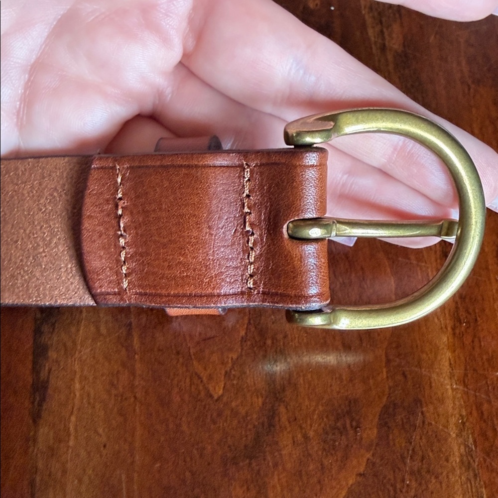Madewell Brown with Gold Hardwear Leather Belt XXL - Picture 3 of 7